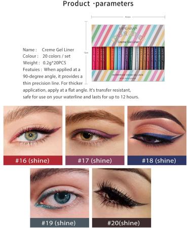 20 PCS Colored Eyeliners Pencil Set Waterproof Eyeliner Pencil Retractable Colored Eyeliner Long Lasting Natural Matte Eyeliner Pencil Colorful Eye Liner Pencils for Women (Colorful) - Buy Online on GoSupps.com