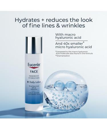 Eucerin Face Immersive Hydration Daily Face Lotion Broad Spectrum SPF 30 Sunscreen Daily Moisturizer with Hyaluronic Acid Smooths Fine Lines and Wrinkles 2.5 Fl Oz Bottle - Buy Online on GoSupps.com
