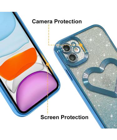 JONLONHA iPhone 11 Glittering Transparent Protective Cover | Luxurious Heart Pattern Shockproof & Scratch-Resistant TPU Case for Women | Full Camera Protection for 6.1 Blue iPhone 11 - Buy Online on GoSupps.com