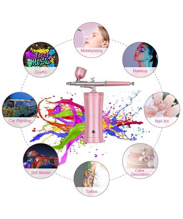 Yofuly Mini Airbrush Kit: Handheld Pink Facial Makeup & Nail Airbrush Set - Rechargeable Cordless for Barber, Nail Art, Model Painting - 2 Capacity Cups - Buy Online on GoSupps.com