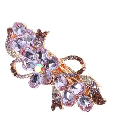 Angoily Rhinestone Hair Clip Hair Barrettes for Women Thick Hair Rhinestones Hair Clips for Women Formal Mini Claw Clips for Hair Rhinestones Hair Barrette Girl Metal Bride Top Clip Purple