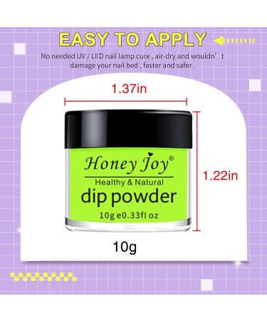 Honey Joy Dip Powder Nail Kit - 4 Colors Neon Bright Green Purple Dipping Powder Set - Salon Quality Manicure at Home - Dip-7pcs-02 - Buy Online on GoSupps.com