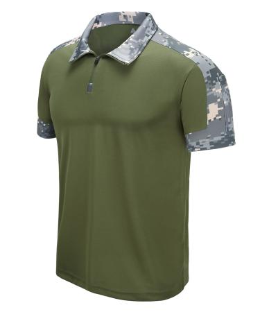 ZITY Tactical Shirts for Men Military Golf Shirts Short Sleeve with Collars Army T-Shirt 111-army Green XX-Large