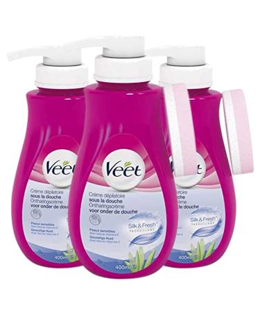 Veet Veet Hair Removal Cream in the Shower Body and Legs Sensitive Skin 400 ml Pack of 3