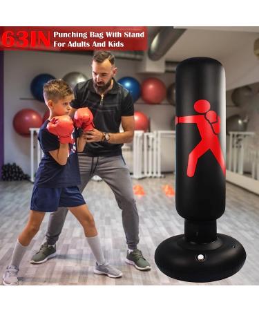 Punching Bag with Stand for Adults | 63 Free Standing Kickboxing Bag for MMA Training - Kungfu Red - Buy Online on GoSupps.com