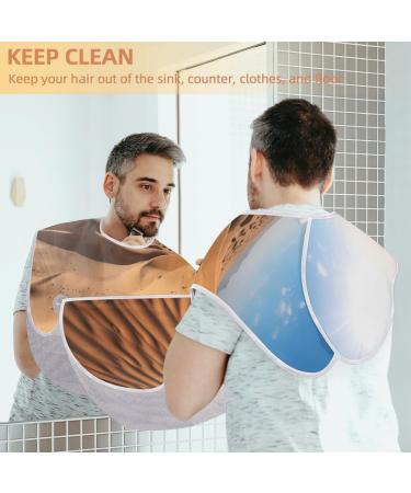 Desert Landscape Beard Bib Apron - Men's Beard Hair Catcher for Shaving | Perfect Father s Day & Holiday Gifts for Dad & Husband with 2 Suction Cups - Buy Online on GoSupps.com