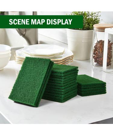 YoleShy 80 PCS Green Scouring Pads 4.5 x 6 Inch - Reusable Household Scrubbers for Dishes & Metal Grills - Buy Online on GoSupps.com