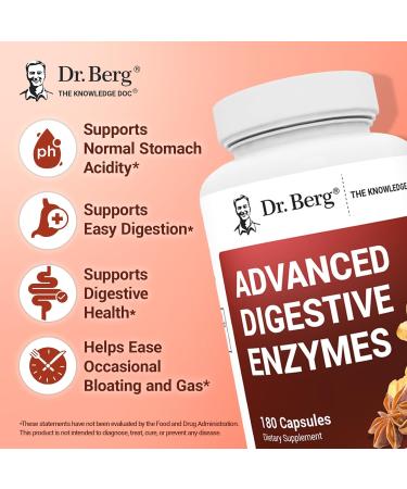 Dr. Berg Advanced Digestive Enzymes with Apple Cider Vinegar - Includes Digestive Health Ingredients Like Betaine Hydrochloride (HCI) Ginger Root & Peppermint Leaf - 180 Capsules - Buy Online on GoSupps.com
