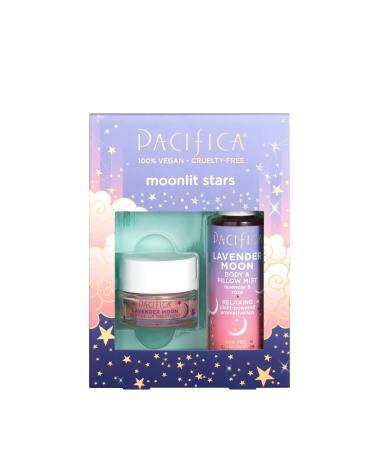 Pacifica Beauty Moonlit Stars Duo, Lavender Pillow Mist, Linen Spray, Overnight Lip Treatment, Holiday Gift Set, Stocking Stuffer, Aromatherapy for Sleep, Clean Skin Care, Vegan + Cruelty Free, Purple