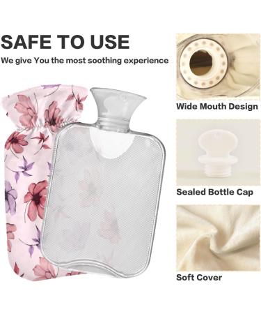Buy Naanle 1L Hot Water Bottle with Flower Motif - Transparent Ideal for Bed Hands Feet Warmer & Pain Relief - International Shipping Available - Buy Online on GoSupps.com