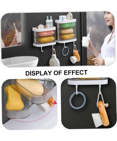 Amosfun 4pcs Box Storage Box Make up Holder Rotating Stand Washcloth Holder Makeup Organzier Soap Draining Mounted Holder Home Soap Case Soap Holder Plastic No Punching White - Buy Online on GoSupps.com