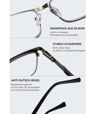 Buy Lanomi Varifocal Glasses | Metallic Progressive Multifocal Rectangle Full Frame with Blue Light Filter - Ultimate Reading Aid - Buy Online on GoSupps.com