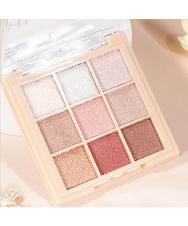 Ppnx-CA 9-color eye shadow Jiugong grid glitter powder sequins fine flash earth color pearl matte nine-color eye shadow palette (Milk Taro Crushed Drill)