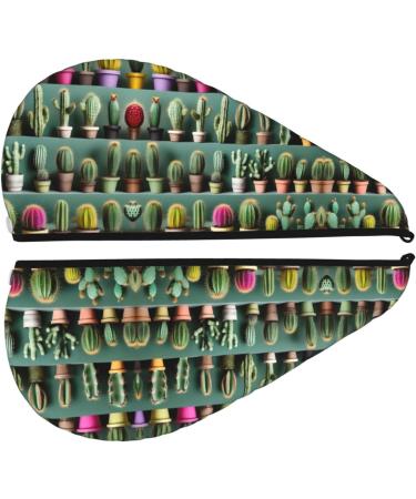 Many Cactus Art Coral Velvet Dry Hair Cap - Ideal for Home Travel Pool Parties & Beach Use | International Shipping Available - Buy Online on GoSupps.com