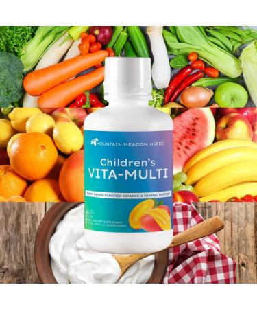 Mountain Meadow Herbs Children's Vita-Multi: Blended Vitamin & Mineral Supplement - Fast Absorbing Liquid Kids Vitamins with Fruits, Greens, and Eye-Protecting Lutein (16 oz.) Vita-Multi Liquid - Buy Online on GoSupps.com