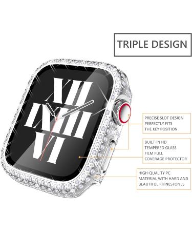 Fullife 6-Pack Crystal Diamond Bling Cases for Apple Watch 40mm | Protective Bumper with Tempered Glass Protector | Compatible with iWatch Series 6/5/4/SE | 6 Colors (Silver/RoseGold/Pink/Black/Iridescent/Clear) - Buy Online on GoSupps.com