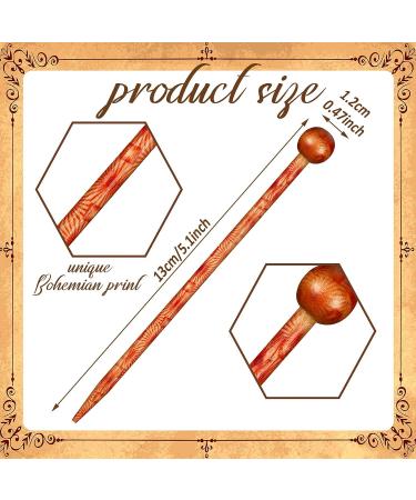 12 Vintage Chinese Wood Hair Sticks | Japanese Style Hair Chopsticks for Women | Retro Hair Accessory | 6 Unique Prints - Buy Online on GoSupps.com