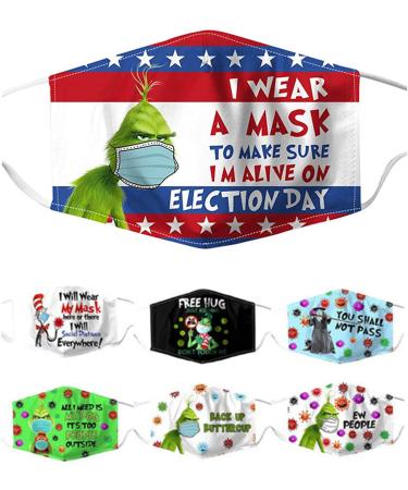 YOUNING OUTDOOR MUNITH CONTACTION Men's mouth protection 3D Funny mouth and nose protection with motif washable reusable dustproof bandana neckerchief multifunction cloth Face cover (C-7PCs)
