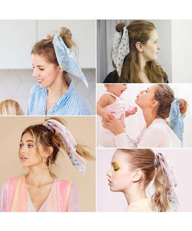 NAIHOD 10Pcs Floral Chiffon Hair Scarf Scrunchies - Women & Girls Elastic Hair Ties with Bowknot - Buy Online on GoSupps.com