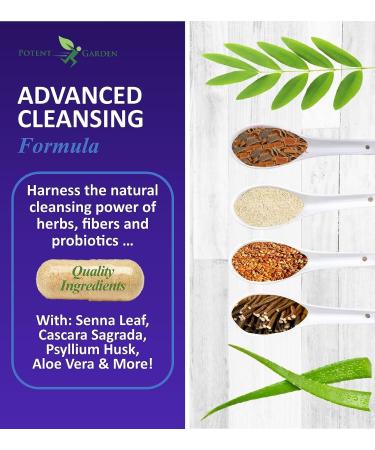 Potent Garden 15-Day Colon Cleanse & Detox - Fiber, Probiotics for Gut Health & Energy Support - 30 Capsules - Buy Online on GoSupps.com