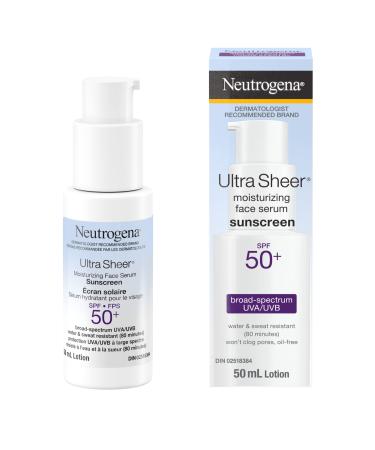Neutrogena Ultra Sheer Moisturizing Face Serum Sunscreen SPF 50+ - with Vitamin E - UVA/UVB Protection - Fragrance Free - 50 mL
