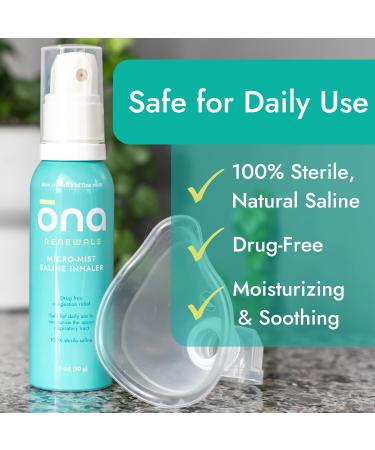 ONA Renewals Saline Micro-Mist Nasal Inhaler Congestion Relief for Adults Cold and Flu Allergy Sinus Relief Unscented 1.7oz - Buy Online on GoSupps.com