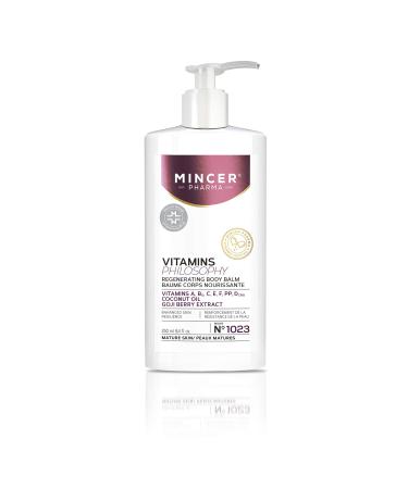 MINCER EST. PHARMA 1989 Vitamins Philosophy Regenerating Enhancing Balm for Mature Skin with Goji Berry Extract Vitamins A B C E F PP D and Coconut Oil 250ml