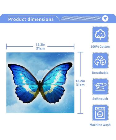 SUABO Cotton Bath Washcloths Set - Butterfly Blue Sky Design | Absorbent & Quick Drying Face Cloths for Bathroom, Spa, Gym, Kitchen - Pack of 2 - Buy Online on GoSupps.com