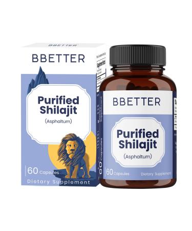 BBETTER Purified Shilajit 250 mg with PrimaVie | Lab Tested Himalayan Shilajit Extract | Supports Vitality Energy Stamina & Healthy Aging | High Absorption Natural Supplement | 60 Capsules Pack of 1