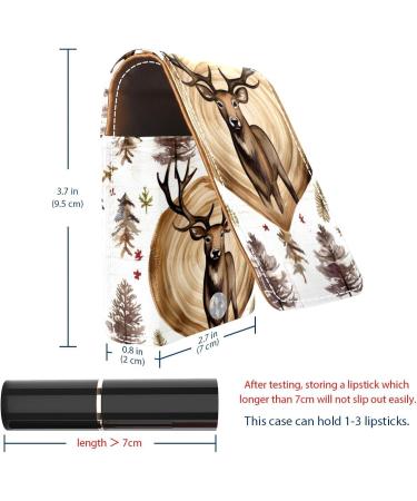 Premium Leather Lipstick Case | Vintage Deer Moose Mini Organizer with Mirror - Perfect Lip Gloss Holder - Buy Online on GoSupps.com