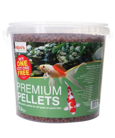 Aqua Nutrition Goldfish and Koi Pond Premium Pellet Food (2200g) BOGOF - Premium Complete Feed for All Pond Fish 5.6L