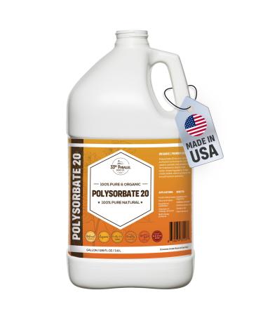 Polysorbate 20 (128oz / Gallon) | Tween 20 Gentle Natural Emulsifier & Solubilizer for Essential Oils, Fragrances, Sprays, Lotions, Shampoos & Bath Products | Improves Stability & Clarity | 1 GALLON