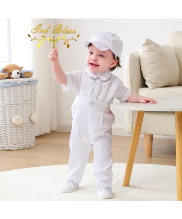 Booulfi Baby Boy's Christening Baptism Outfit 5-Piece Set | Long Sleeve Suit, 3-6 Months, White - Buy Online on GoSupps.com