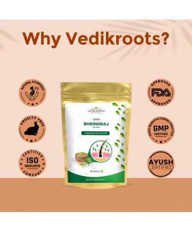 VedikRoots Bhringraj Powder - The Ayurvedic Solution for Stronger Hair and Healthier Scalp Natural and Pure 100Gm (Pack of 1) - Buy Online on GoSupps.com