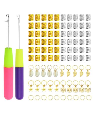 90 Pieces Of Braid Hair Accessories 2 Pieces Of Crochet Hair Decoration Pendant Set Braid Hair Beads Hair Styling Accessories Hair Ring Buckle For Braid