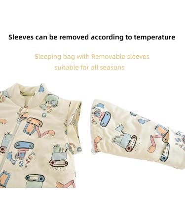Chilsuessy Baby Sleeping Bag 2.5 Tog with Detachable Sleeves | Winter Wearable Blanket for Toddler | Cartoon Excavator Design | 3-6 Months - Buy Online on GoSupps.com
