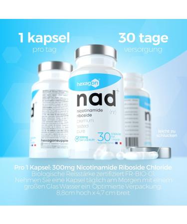 Buy NAD+ Nicotinamide Riboside 300mg - Anti-Aging & Energy Booster - 30 Vegan Capsules Made in France | +1 Month Supply - Buy Online on GoSupps.com