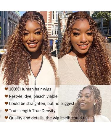 CYNOSURE 26 Curly Honey Blond Ombre Highlight Lace Front Human Hair Wig - Pre Plucked & Invisible - Women's 26 Inch - Buy Online on GoSupps.com