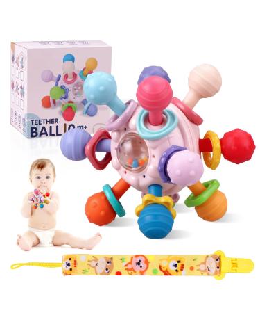 Teething Toys  Ball Shape Design Sensory Toys Teething Toys for Babies 0-6 Months 12 Silicone Ball Fashionable Color rotatable Baby Rattle Infant Toy Gift for Newborn Birthday Christmas Newyear - Buy Online on GoSupps.com
