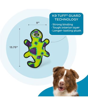 Outward Hound Invincibles Plush Gecko Dog Toy - Durable Squeaky Toy with 2 Squeakers - Size S - Yellow/Green - Buy Online on GoSupps.com