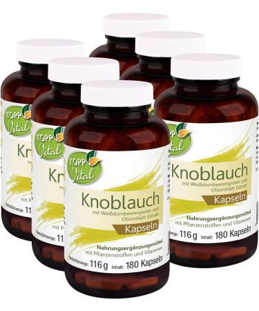 Buy Kopp Vital Garlic Capsules - 116g | 6 x 180 Capsules | Vitamin C & B1 | Premium Dietary Supplements - International Shipping Available - Buy Online on GoSupps.com