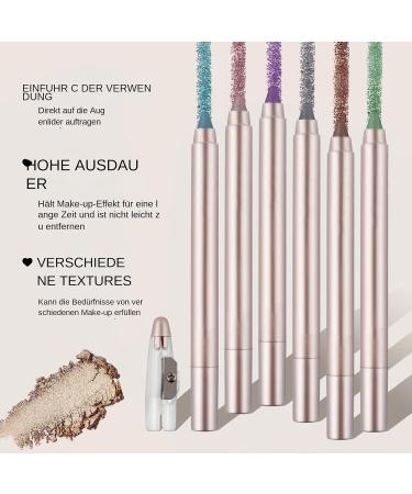  Zibeem Zibeem Set of 6 Glitter Cream Eyeshadow Pens - Glitter Cream Eyeliner Pencil - Colorful Eyeshadow Applicator Pencil for Women - Buy Online on GoSupps.com
