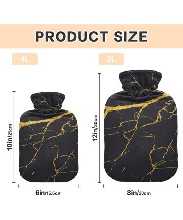 Buy Black Marble Hot Water Bottle with Gold Line - 2L Soft Cover for Winter Comfort | Ideal for Bed Hand Neck & Shoulders - International Shipping Available - Buy Online on GoSupps.com