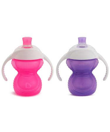 Munchkin Click Lock Bite Proof Trainer Cup 7 Ounce 2 Pack Pink/Purple