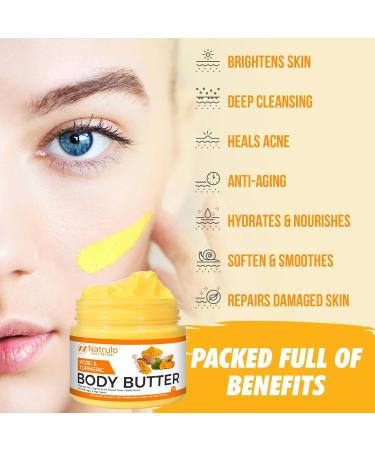 Turmeric & Kojic Body Butter - Natural Skin Brightening Even Tone & Scar Treatment - Whipped Shea Butter Cream for Radiant Skin - Buy Online on GoSupps.com
