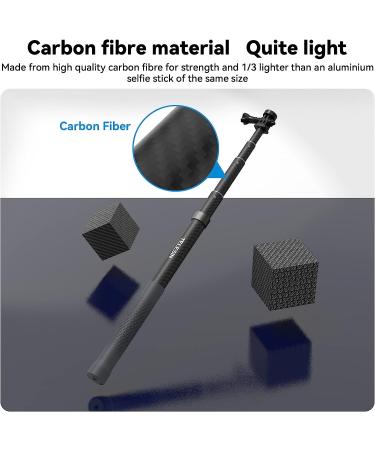 TELESIN Carbon Fiber Selfie Stick for GoPro, Insta360 & DJI Action Cameras | 120cm Extension Monopod for Hero 11 10 9 8 7 6 5 | Lightweight & Durable - Buy Online on GoSupps.com