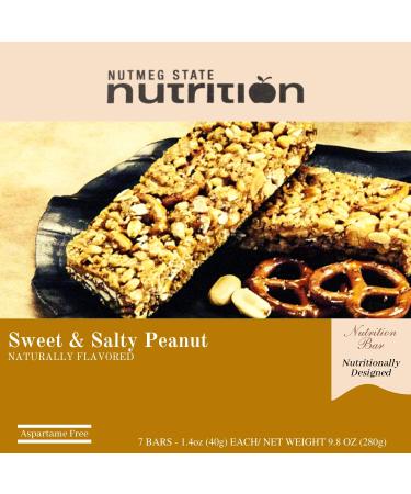 Nutmeg State Nutrition High Protein Snack Bar/Diet Bars - Sweet & Salty Peanut (7ct) - Trans Fat Free Aspartame Free Kosher Appetite Suppressant
