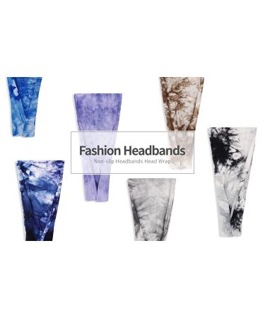 Huachi Tie Dye Headbands for Women | 6 Pack Boho Athletic Sweat Bands for Yoga & Running - Buy Online on GoSupps.com