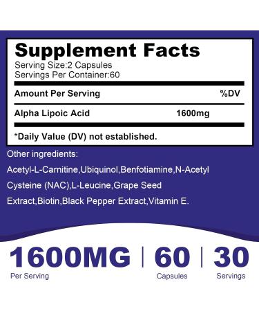 Buy Liposomal Alpha Lipoic Acid 1600mg - Antioxidant Health & Energy Supplement - Gluten Free & Non-GMO - 120 Capsules - Buy Online on GoSupps.com