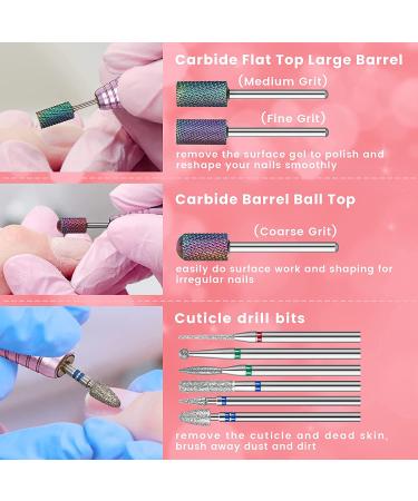 30-Piece Nail Drill Bits Set - Ceramic & Diamond Efile Bits for Professional Nail Manicure Pedicure - Carbide Cuticle Remover Tools for Home Salon Acrylic Gel Nails - Buy Online on GoSupps.com